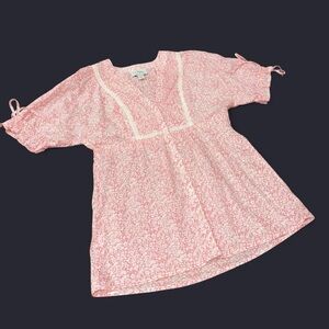 LOFT Pink Floral Peasant Top